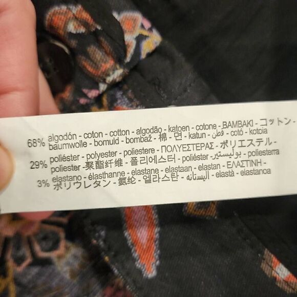 Zara Slim Printed Pants Women's Size Medium Straight Leg Side Hem Slits Multicol - Picture 4 of 15